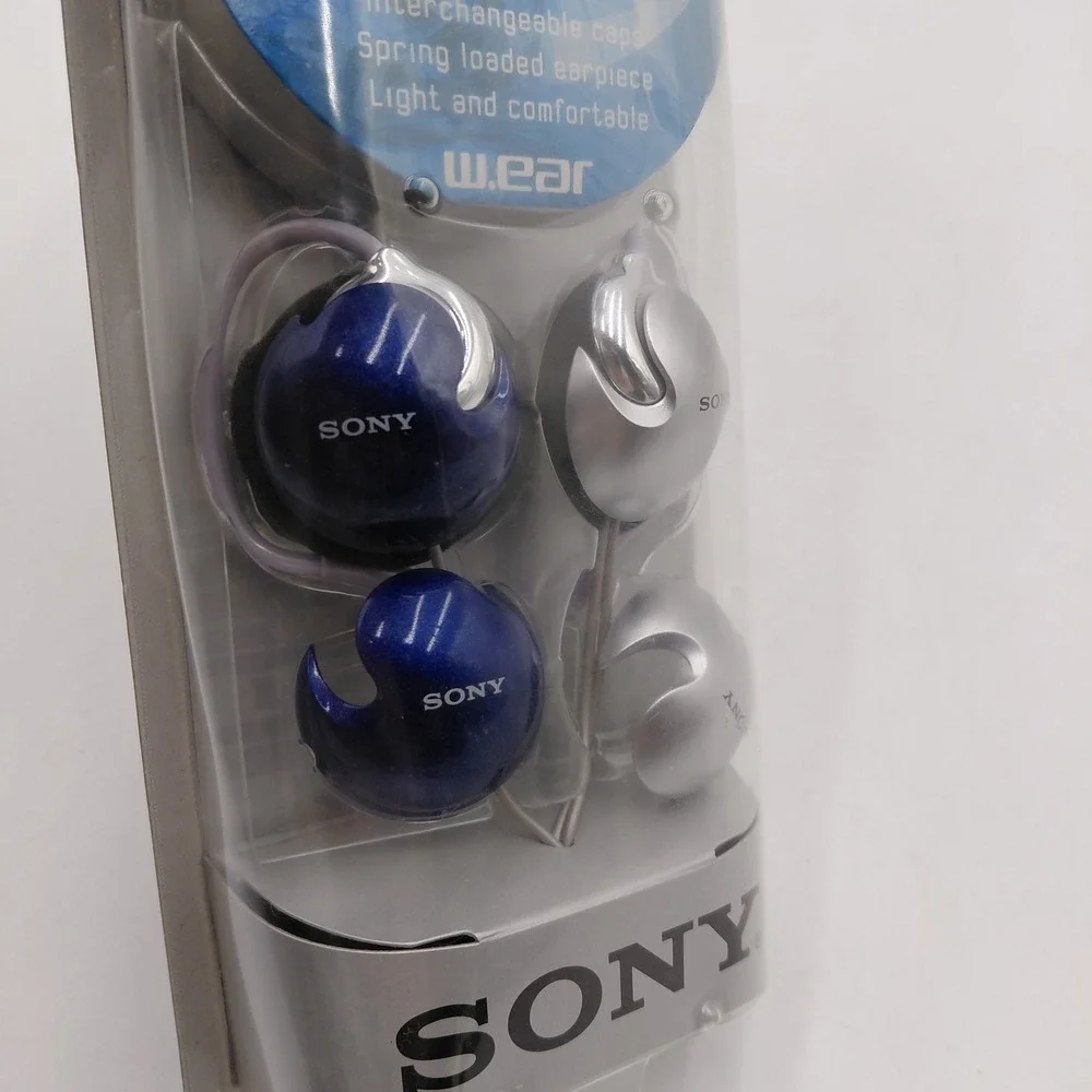 Sony MDR-Q22LP Ear-Hook Headphones NEW Silver/Blue Retro Vintage 2003 Sealed